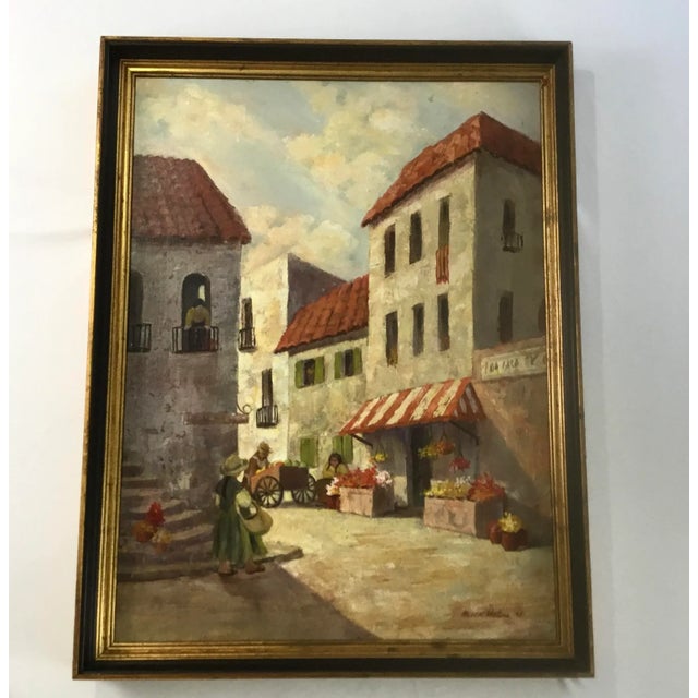 1980s “The Fruit Peddler”Acrylic Painting on Board by Alison Waters, Framed For Sale - Image 10 of 10