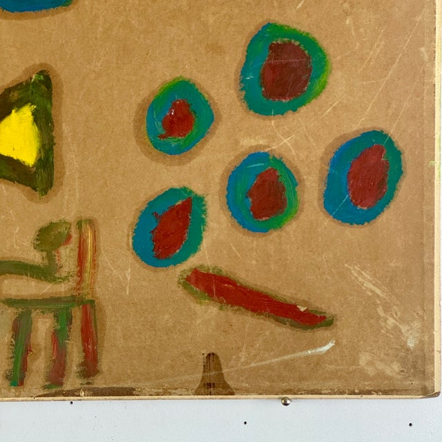 Paint Mid 20th Century Anonymous Folk Art Painting Found on Back of Traditional Italian Work For Sale - Image 7 of 11