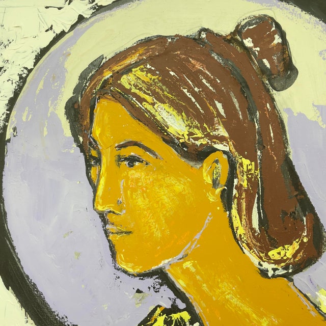 Mid-Century Modern Central European Original Oil Portrait of a Woman by Franz Thun For Sale - Image 3 of 9