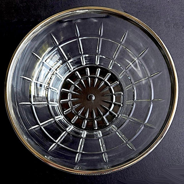 Metal Vintage Cut Glass Bowl With Silver Plated Rim For Sale - Image 7 of 9