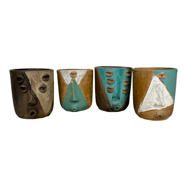 Mexican Surrealist Mezcal Clay Shot Glasses For Sale