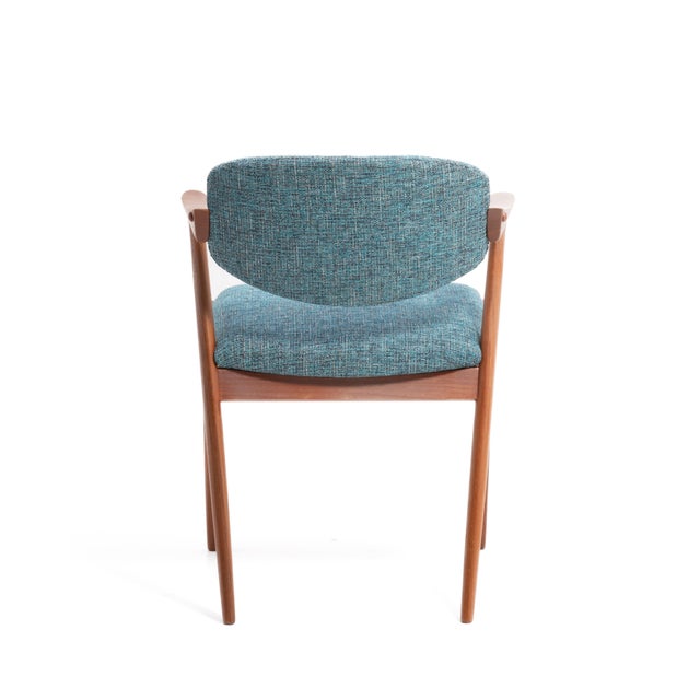 Wood Kai Kristiansen Model 42 Dining Chairs Denmark 1960s Knoll Fabric a Set of 4 For Sale - Image 7 of 13