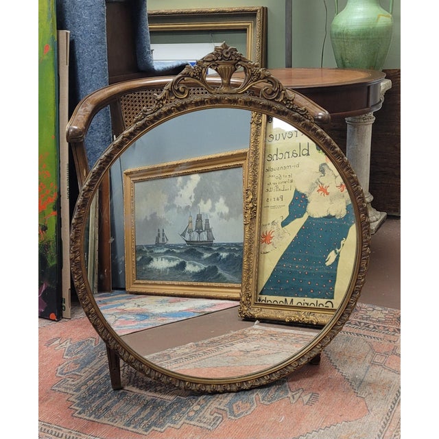 1920s Round Gilt Plaster and Wood Mirror For Sale - Image 4 of 8