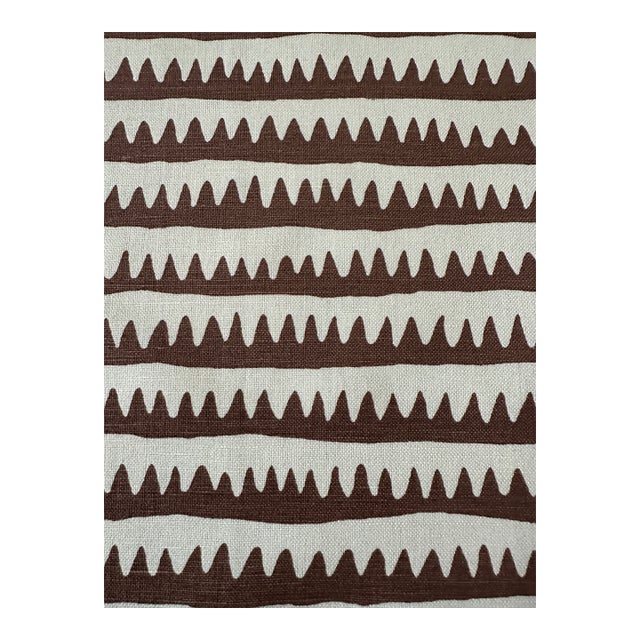 Schumacher Corfu Hand Printed Stripe Brown Fabric 4 Yards For Sale