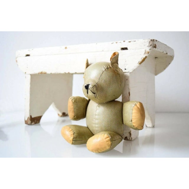 Early 20th Century Stuffed Animal Plaid Teddy Bear Toy For Sale - Image 4 of 6