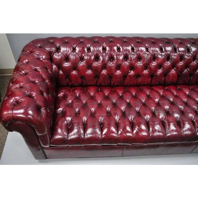 Vintage Mid Century Red Leather Button Tufted Chesterfield Sofa Chairish