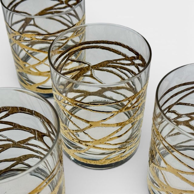 Gold 1970s Old Fashioned Glasses by Culver in the “Golden Ropes” Pattern - Set of 4 For Sale - Image 8 of 9