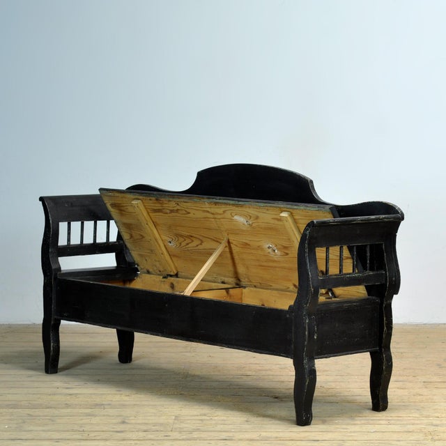 Antique Pine Drop-Top Bench, 1900s For Sale - Image 4 of 12