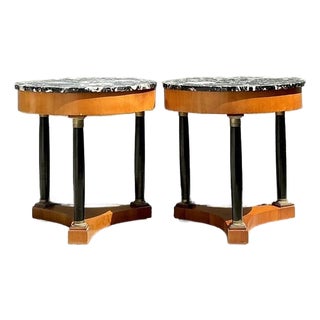 Vintage Italian Neoclassical Stone Top Side Tables - A Pair For Sale