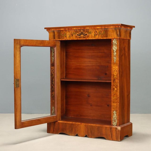 Antique Display Cabinet in Walnut and Inlays Bronze, England For Sale - Image 4 of 13