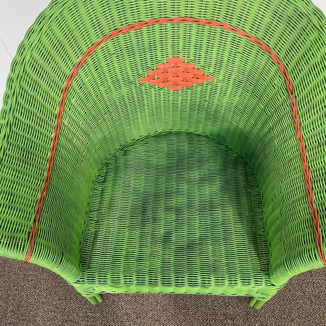 Vintage Green Wicker Chair Chairish