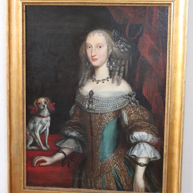 Portrait of Anna Maria Luisa d'Orléans, 17th Century, Oil Painting on Canvas, Framed For Sale - Image 16 of 18