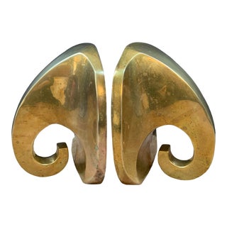 Vintage Brass Modernist Elephant Bookends - a Pair For Sale