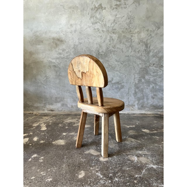 Small Children's Chair in Natural Blond Teak with Three-Bar Back For Sale - Image 11 of 18