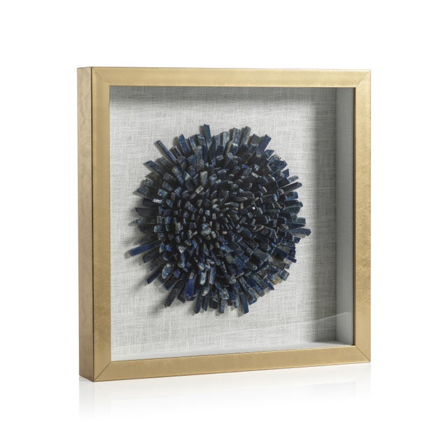 Contemporary Firnley Gold Framed Crystal Flower Wall Décor, Blue For Sale - Image 3 of 3