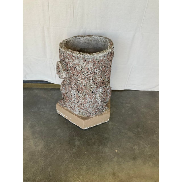 1960s Vintage Faux Bois Concrete Tree Trunk Planter Pebble Style For Sale - Image 5 of 12