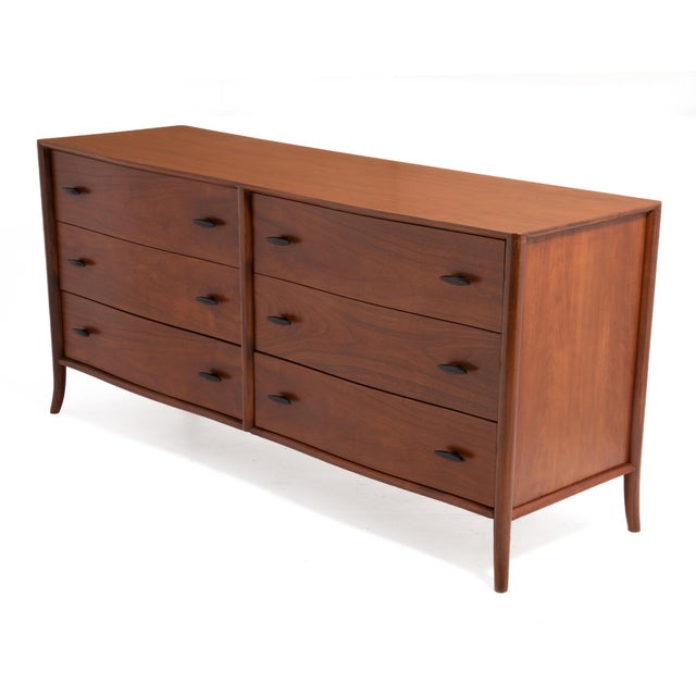 T.H. Robsjohn-Gibbings Widdicomb Walnut Klismos Saber Leg Six Drawer Dresser For Sale In Philadelphia - Image 6 of 14