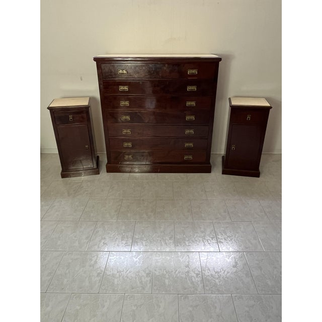 Mid-Century Modern Chests of Drawers and Bedside Tables with Marble Tops, 1960s, Set of 3 For Sale - Image 3 of 15