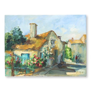 Liliane Paumier French Village Street Scene, Cottage and Garden For Sale