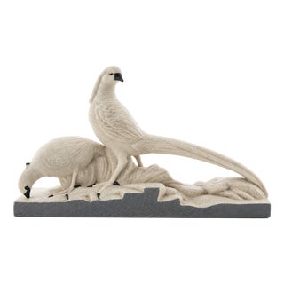 Art Deco Ceramic Two Pheasants from Manufacture De Sainte-Radegonde, France, 1930 For Sale
