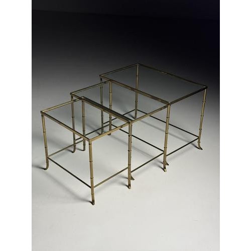 Faux Bamboo Nesting Tables, Set of 3 For Sale - Image 3 of 14