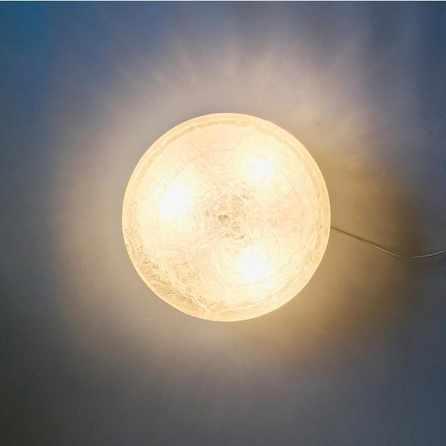Large Murano Ice Glass Ceiling Lights from Doria Leuchten, Germany, 1960s, Set of 2 For Sale - Image 9 of 14