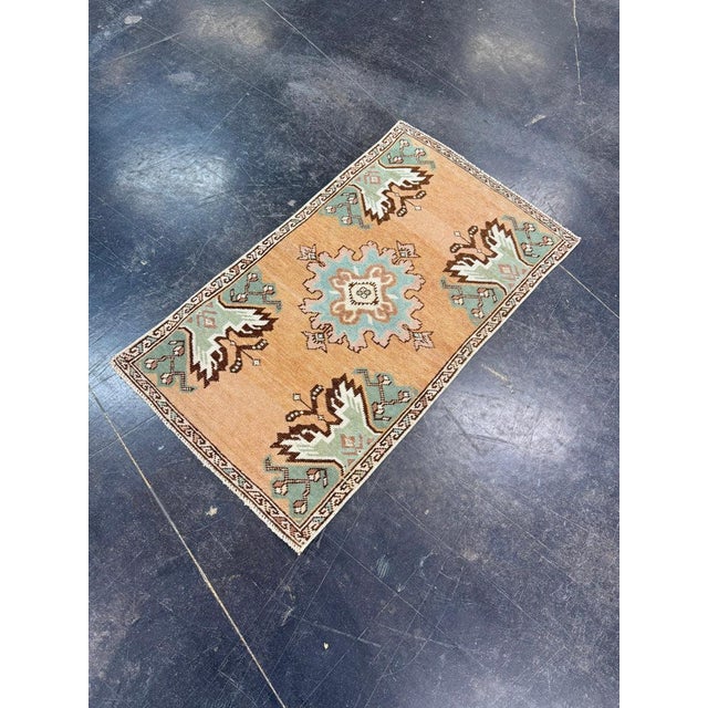 Textile Turkish Mini Rug Oriental Hand Knotted Vintage Rug 1'8" x 2'11" #17080 For Sale - Image 7 of 8