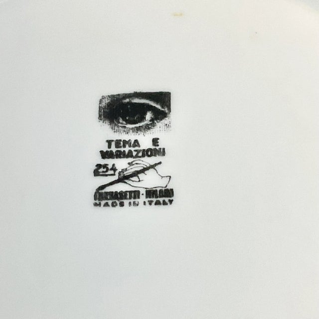 Black 1960s Vintage Italian Abstract Piero Fornasetti #254 Tema E Variazoni Porcelain Decorative Plate For Sale - Image 8 of 10