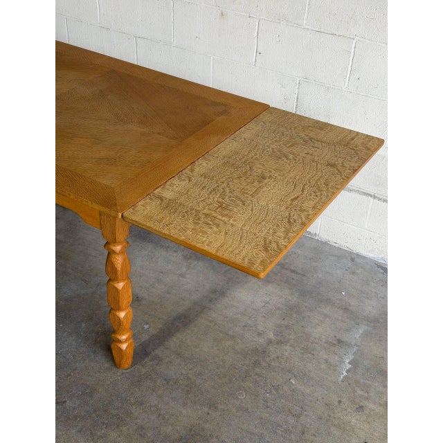 Wood Vintage Danish Oak Expandable Dining Table by Henning Kjærnulf Draw Leaf Table MCM For Sale - Image 7 of 10