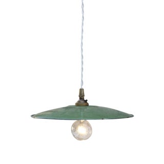 Industrial Greem Enamel Pendant Lamp For Sale
