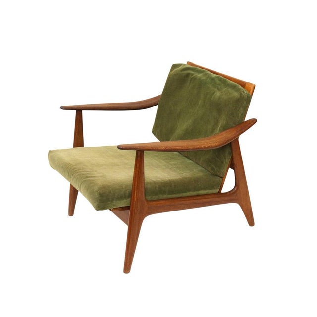 Textile Vintage Scandinavian Lounge Chair with Green Corduroy Upholstery, 1970s For Sale - Image 7 of 7