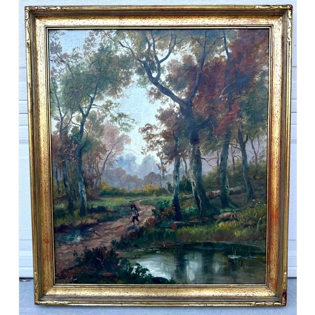 19th Century Hudson River School Style Landscape Oil Painting-Attributed to Andrew W. Warren Category: Fine Art /...