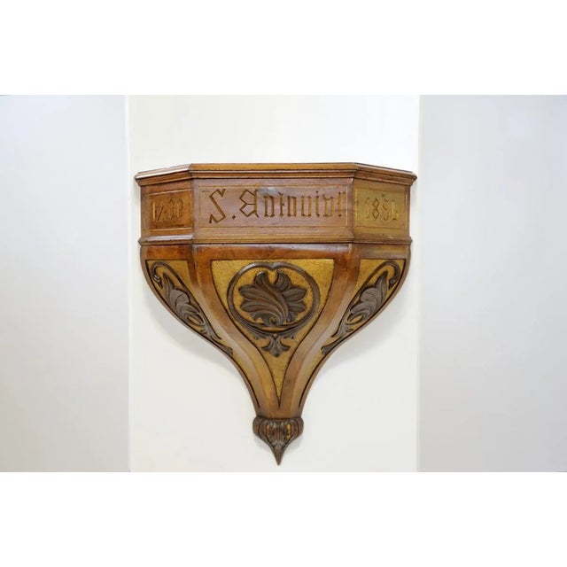 Wood Antique Triangular Hanging Shelf For Sale - Image 7 of 7