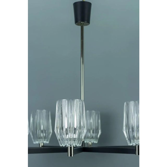 Eight-Light Chandelier in Metal, Chrome and Glass For Sale - Image 6 of 18