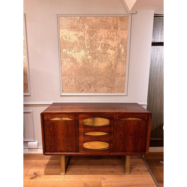 1950s Italian Credenza with Drawers and Brass Detailing, 1950s For Sale - Image 5 of 10