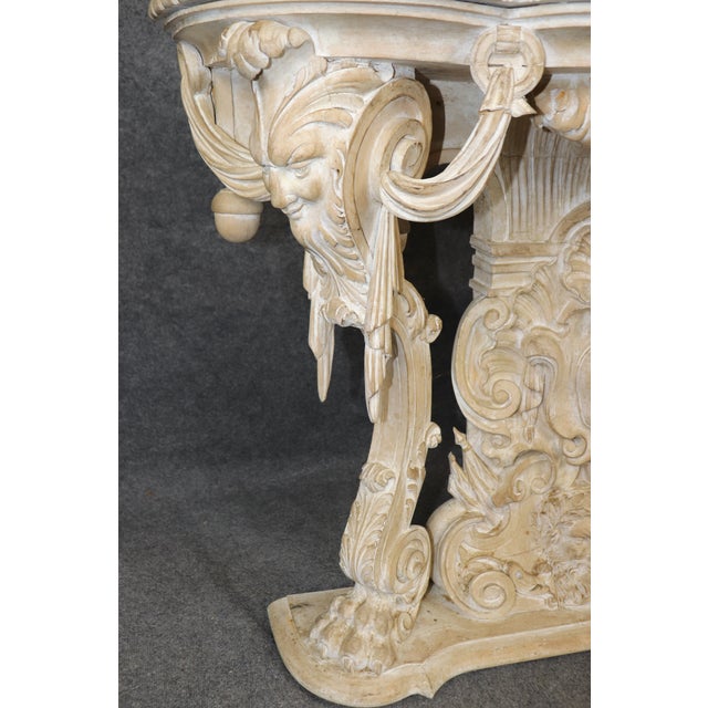 Fine Carved White Painted Decorated Italian Console With Figural Masks For Sale In Philadelphia - Image 6 of 12