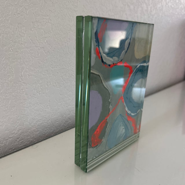 Original Abstract Geometric Painting on Paper in Heavy Glass Frame Created by myself, Dawn Lensing. Please check out my...