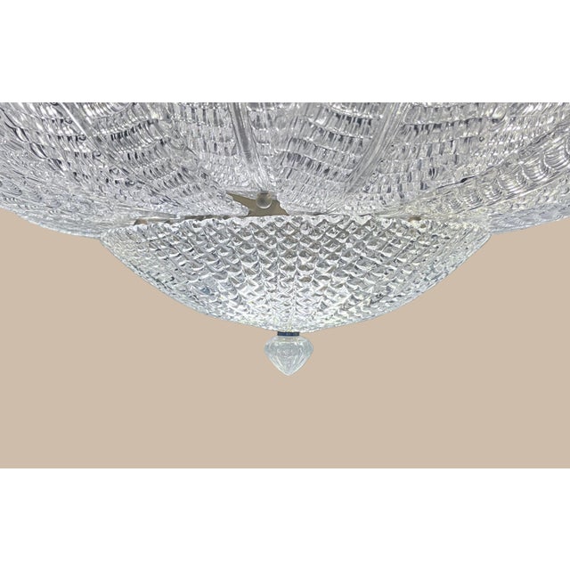 Murano Rare Murano Transparent Flower Ceiling Lamp | 24 Hand-Blown Glass Petals | Italian Lighting For Sale - Image 4 of 5