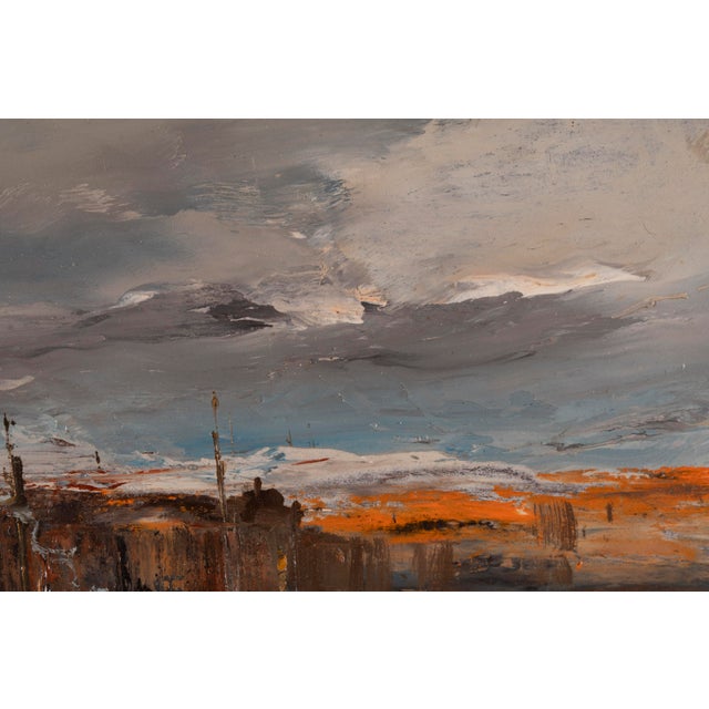 Ezelino Briante, Harbor with Moored Boats at Sunset, Oil on Panel For Sale - Image 8 of 15