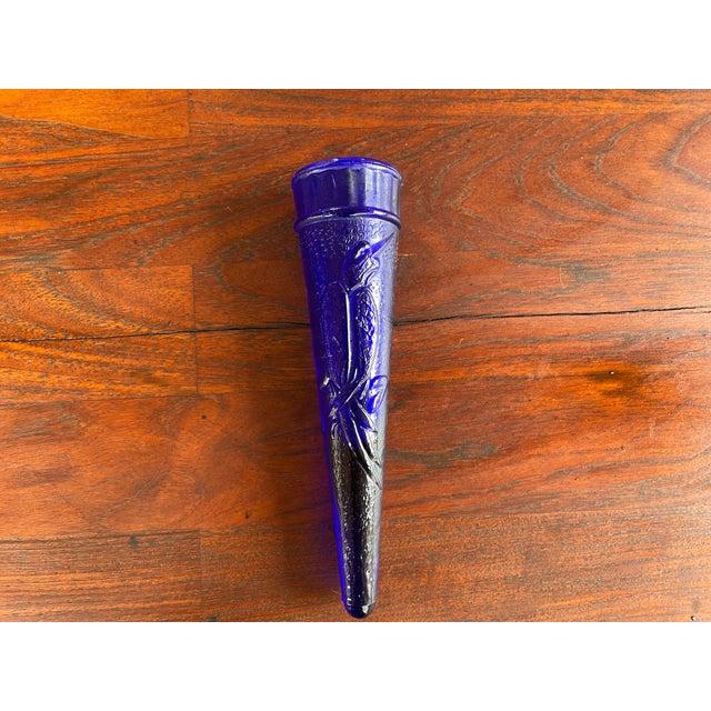 Art Deco Cobalt Blue Depression Dugan Glass Company Automobile Wall Pocket For Sale - Image 4 of 5