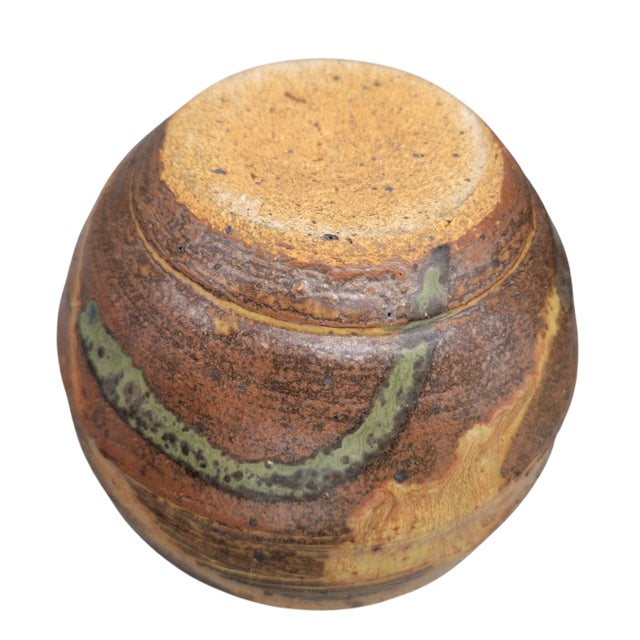 Ceramic 1990s Japanese Inspired Don Curreri Hand Crafted Etched Glazed Studio Pottery Vessel, Signed For Sale - Image 7 of 13