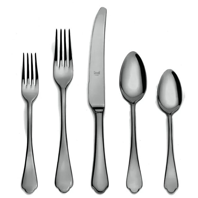 Contemporary Mepra Dolce Vita 20 Piece Flatware Set, Mirror Oro Black For Sale - Image 3 of 3