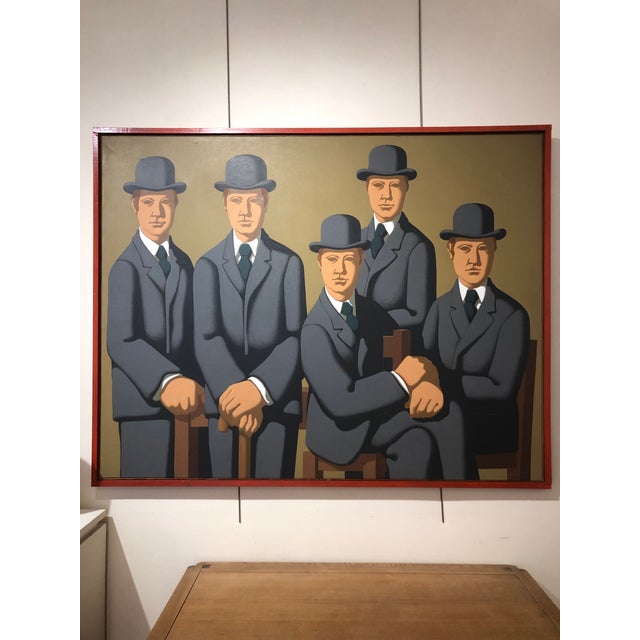 Michel Néron, Men in Hats, 1980s, Oil on Canvas For Sale - Image 3 of 5