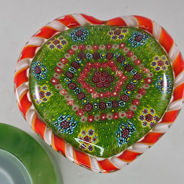 Heart Shaped Piedouche Millefiori Art Glass Paperweight Lamp Light Large Heavy For Sale - Image 9 of 9
