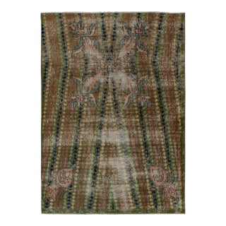 1960s Vintage Deco Rug in Green, Multicolor Distressed Geometric Pattern For Sale