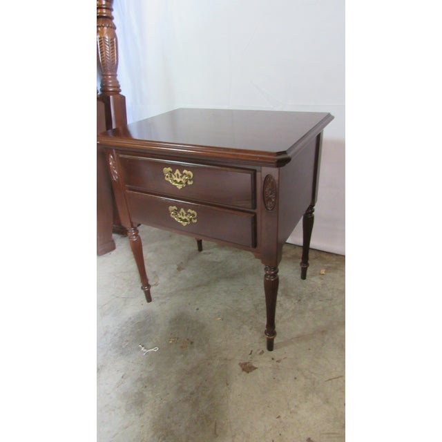 Item: Ethan Allen Nightstand Details: Cherry Traditional Design Georgian Court Signed Ethan Allen Great Carvings and...