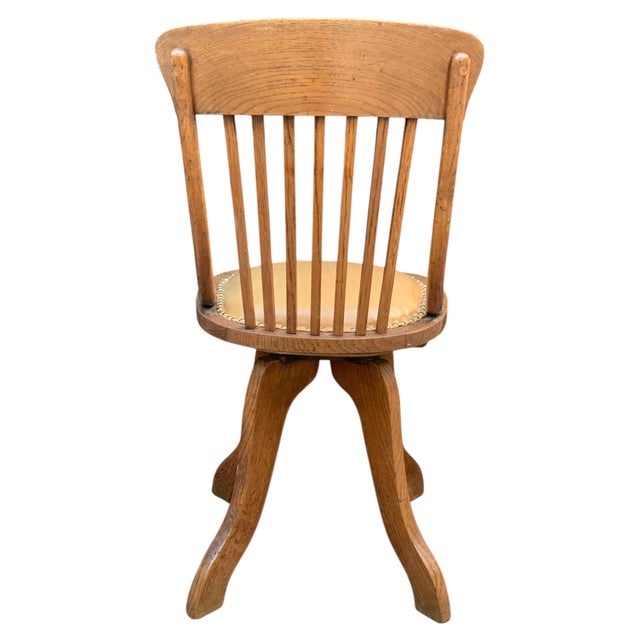 Metal Victorian Bentwood Desk Chair in Racing Green Leather and Brass Studs, 1890s For Sale - Image 7 of 8