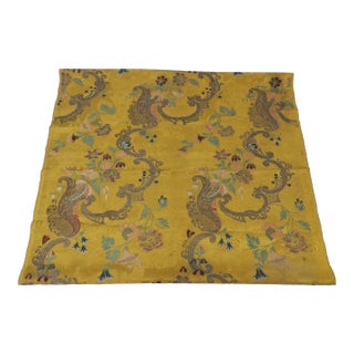 18th C. Silk Yellow & Green French Textile Woven With Silver Metallic Threads - Set of 3 For Sale