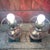 Pair of Vintage Pink Glass Hobnail Electric Lamps With Ornate Metal Bases - 10" High For Sale - Image 9 of 15