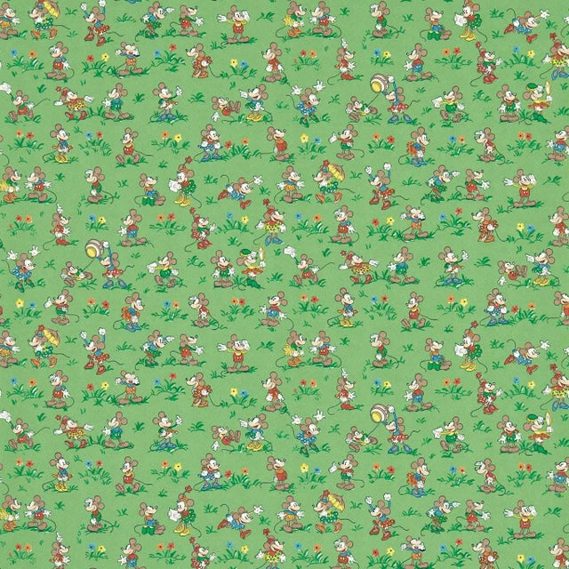 Sanderson Mickey & Minnie Wallpaper in Gumball Green For Sale